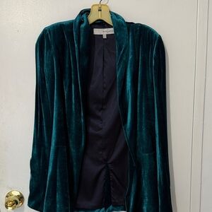 Elegant Teal Velvet Blazer